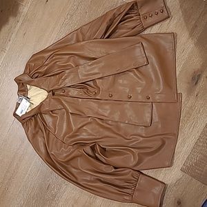 NWT Eloquii Faux Leather Button Up Blouse